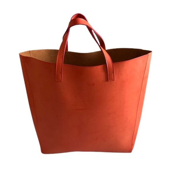 Buxton Women's Original Orange & Tan Simplicity Tote Leather Shoulder Hand Bag - Picture 3 of 15